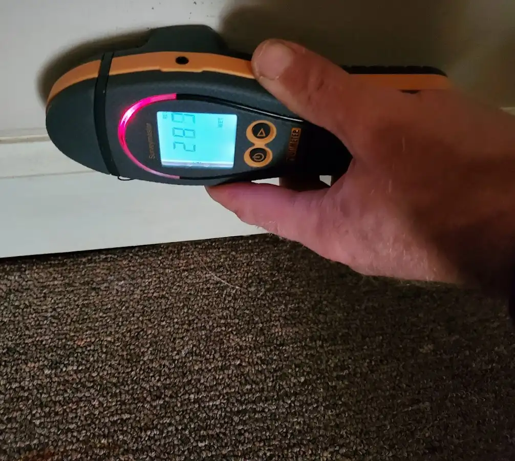 Moisture detection at baseboard during Burst Pipe Cleanup in Milton-Freewater